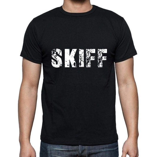 skiff Men's Short Sleeve Round Neck T-shirt , 5 letters Black , word 00006 - Ultrabasic