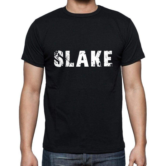 Slake Mens Short Sleeve Round Neck T-Shirt 5 Letters Black Word 00006 - Casual