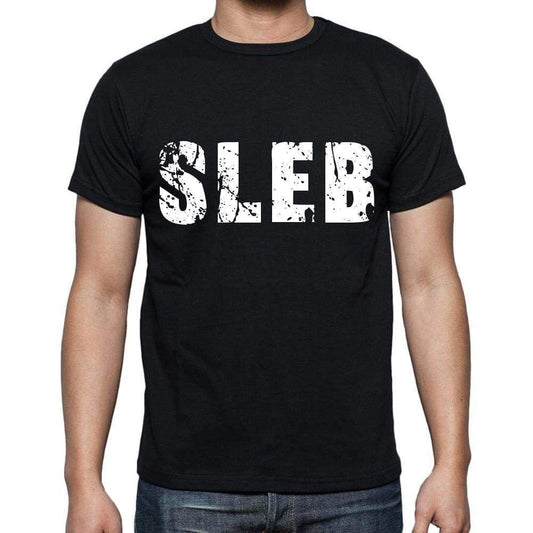 Sleb Mens Short Sleeve Round Neck T-Shirt 4 Letters Black - Casual
