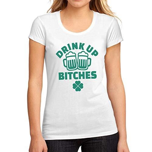 Women's Graphic T-Shirt St. Patrick's Day Drink Up White Round Neck