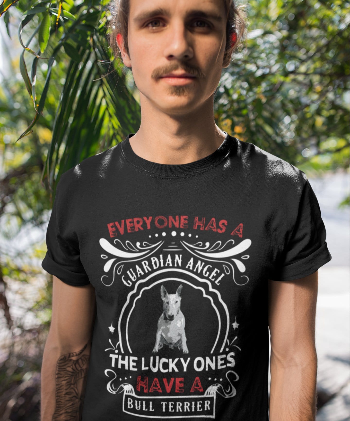 Men's Vintage Tee Shirt Graphic T shirt Bull Terrier Dog Deep Black
