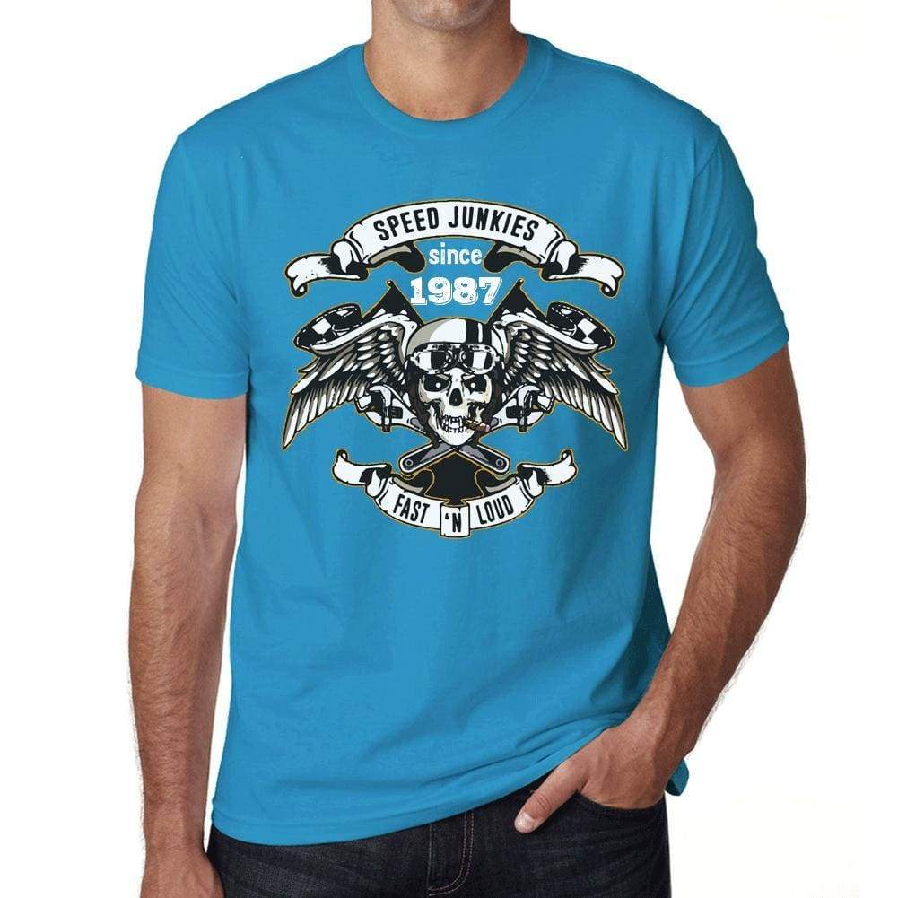 Speed Junkies Since 1987 Mens T-Shirt Blue Birthday Gift 00464 - Blue / Xs - Casual