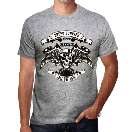 Speed Junkies Since 2033 Mens T-Shirt Grey Birthday Gift 00463 - Grey / S - Casual
