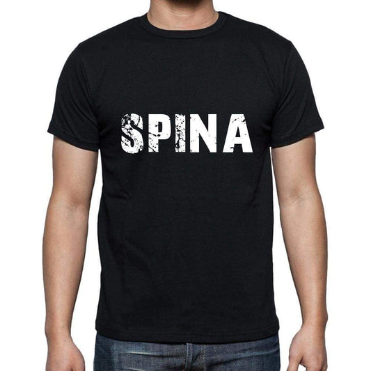 spina Men's Short Sleeve Round Neck T-shirt , 5 letters Black , word 00006 - Ultrabasic