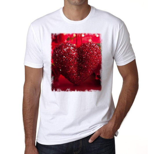 St Valentine Day Rose Love Heart Mens Tee White 100% Cotton 00156