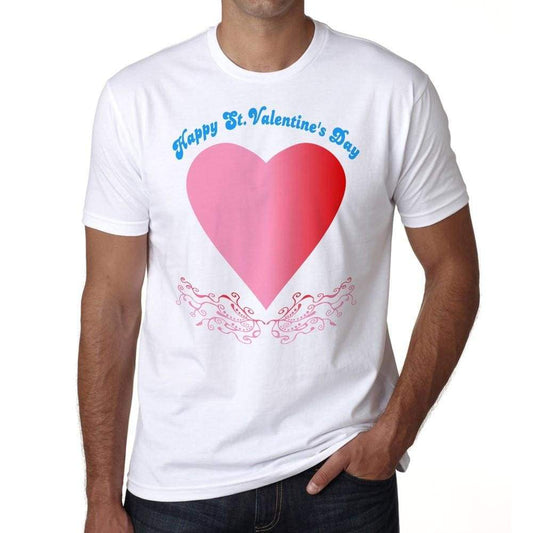 St Valentines Mens Tee White 100% Cotton 00156
