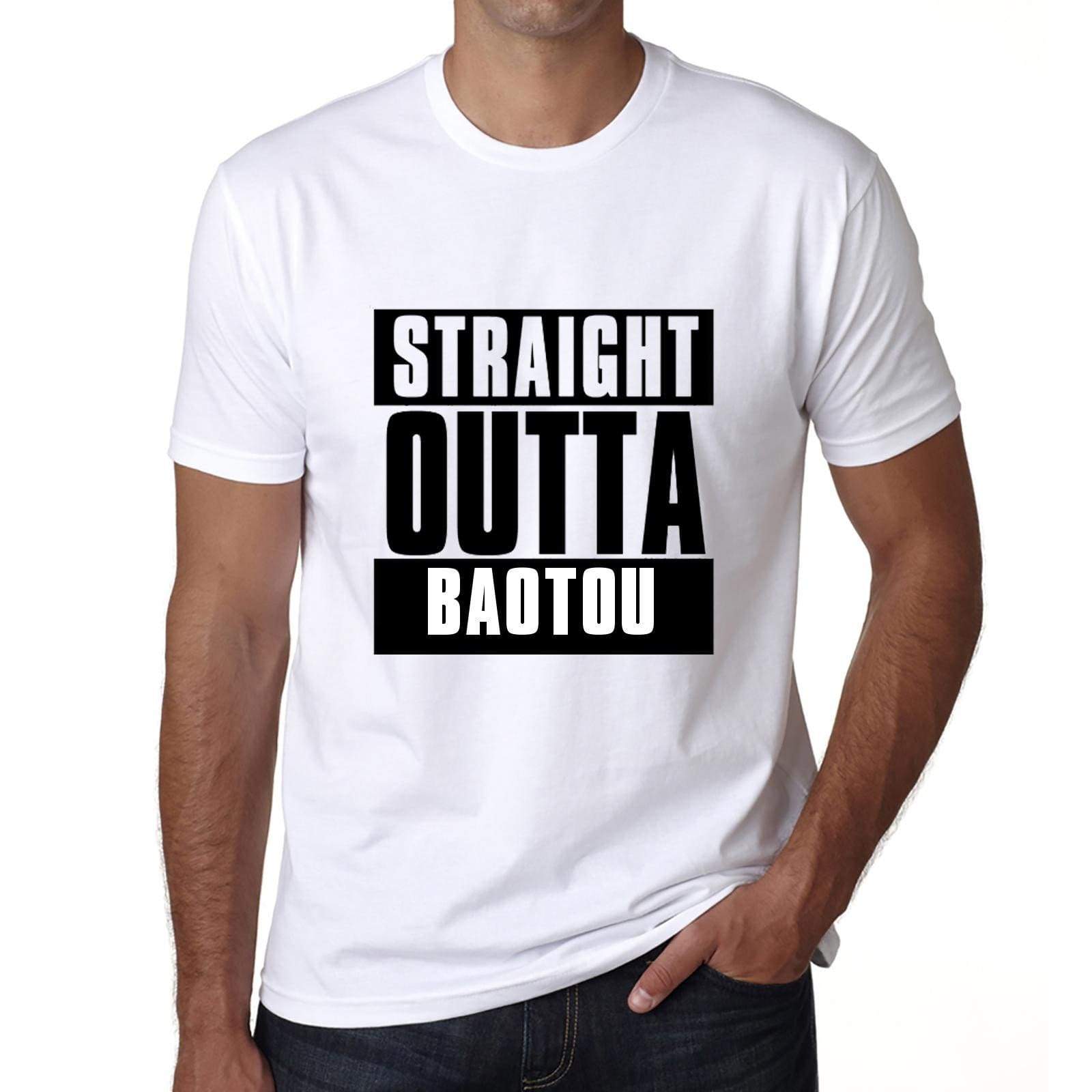 Straight Outta Baotou Mens Short Sleeve Round Neck T-Shirt 00027 - White / S - Casual