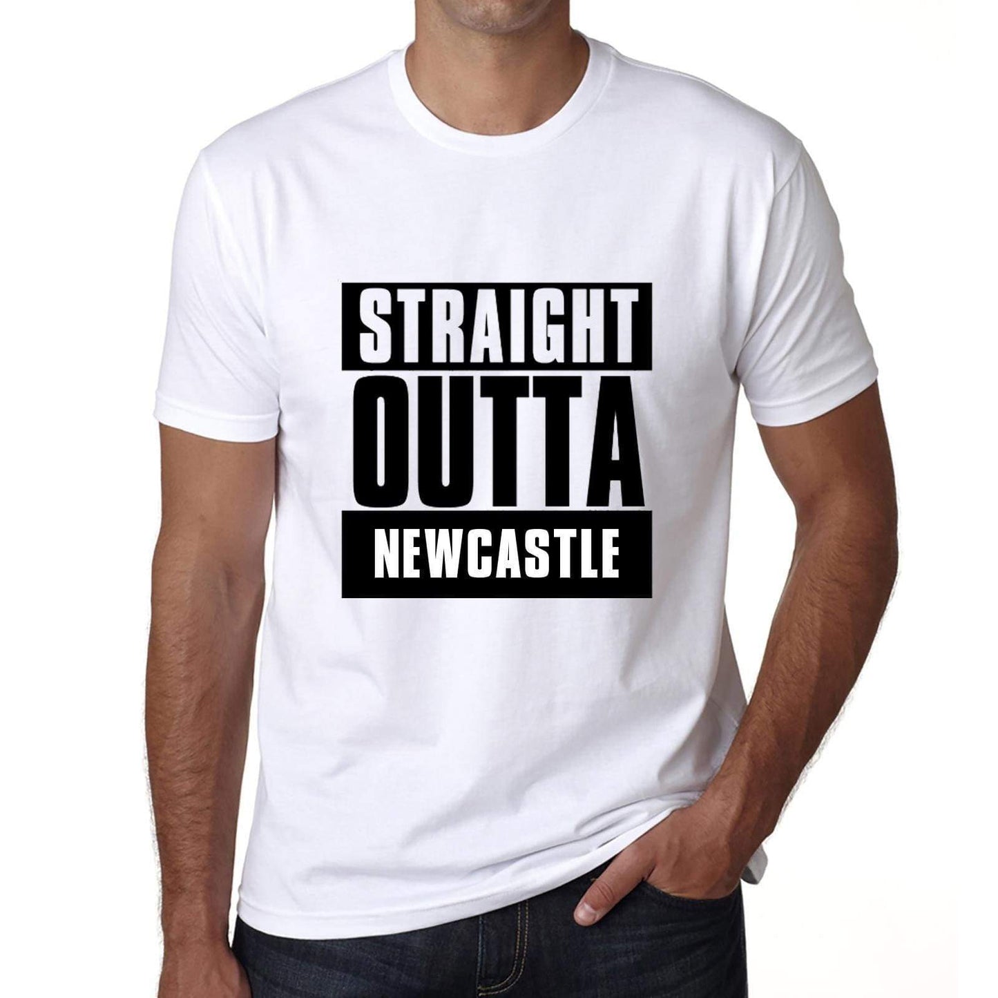 Straight Outta Newcastle Mens Short Sleeve Round Neck T-Shirt 00027 - White / S - Casual