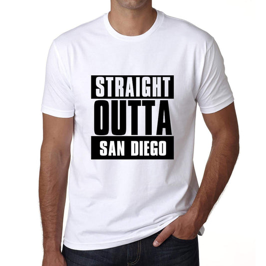 Straight Outta San Diego Mens Short Sleeve Round Neck T-Shirt 00027 - White / S - Casual