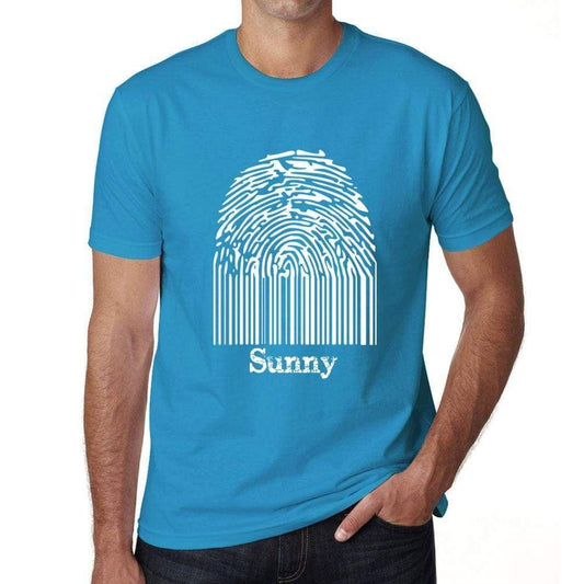 Sunny Fingerprint Blue Mens Short Sleeve Round Neck T-Shirt Gift T-Shirt 00311 - Blue / S - Casual