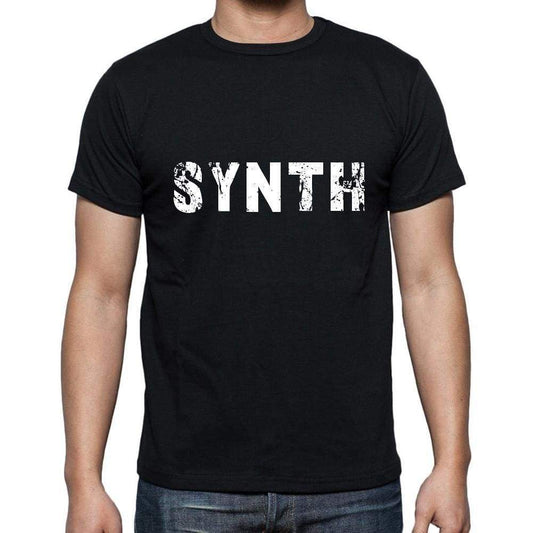 Synth Mens Short Sleeve Round Neck T-Shirt 5 Letters Black Word 00006 - Casual