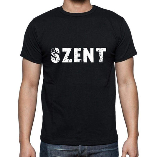 Szent Mens Short Sleeve Round Neck T-Shirt 5 Letters Black Word 00006 - Casual