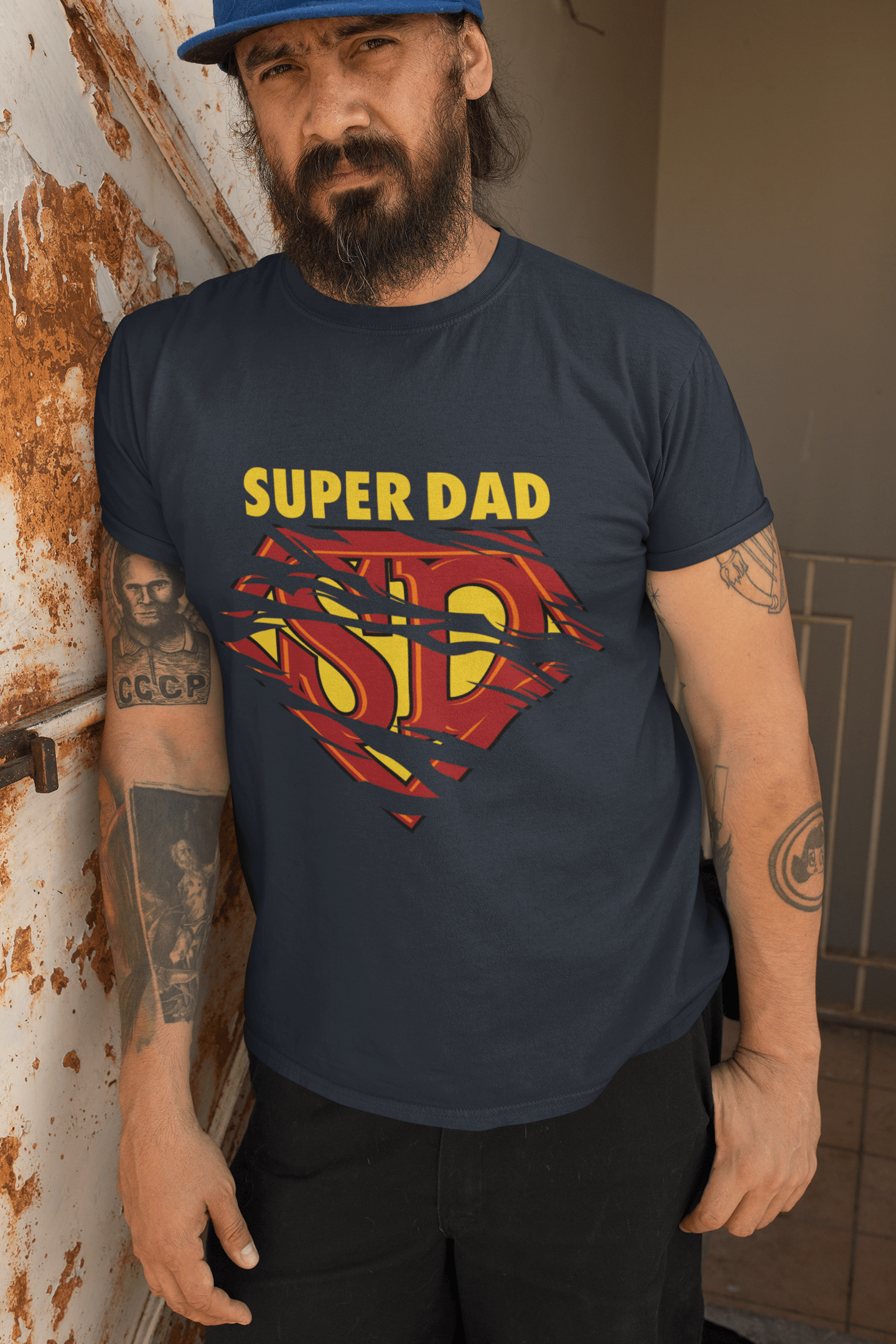 ULTRABASIC Men's T-Shirt Super Dad Father's Day Superhero Vintage Casual Fabulous Gift