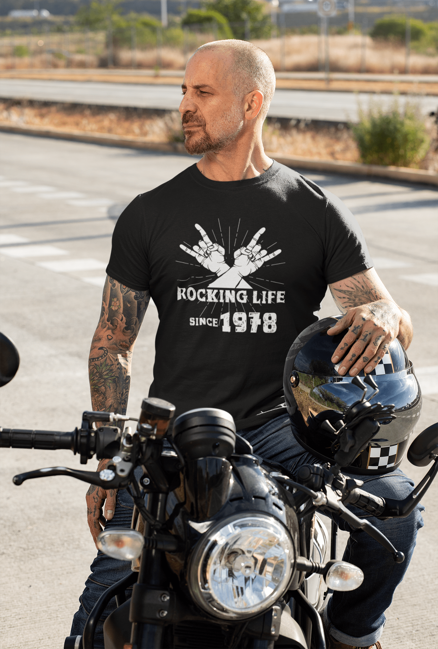 Rocking Life Since 1978 Men's T-shirt Noir Anniversaire Cadeau 00419