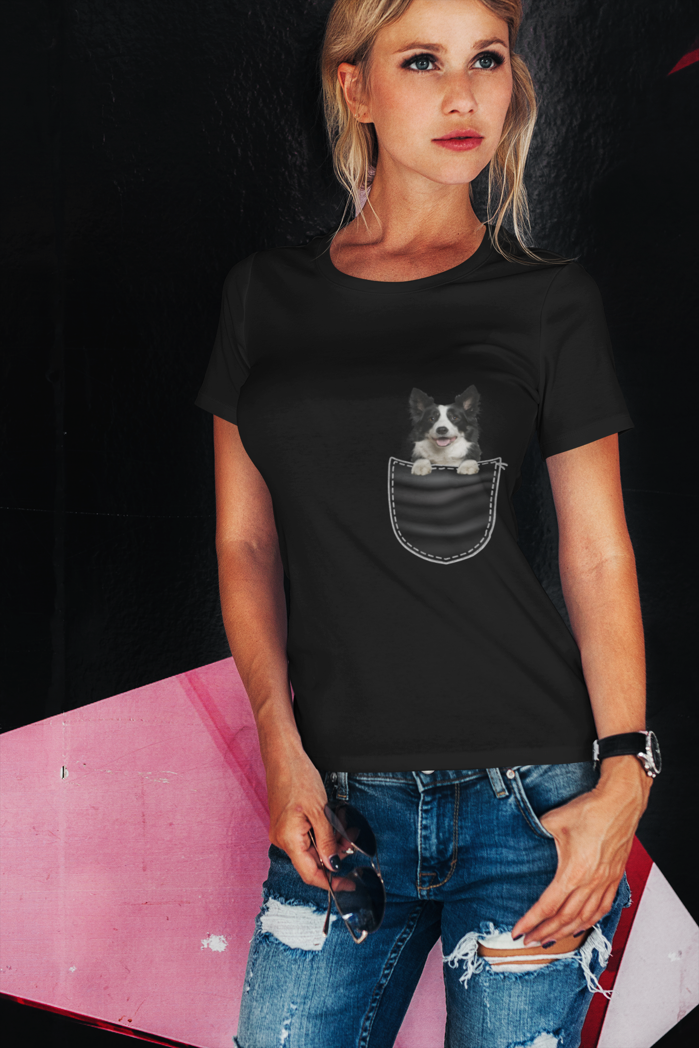 ULTRABASIC Graphic Women's T-Shirt Border Collie - Cute Dog In Your Pocket