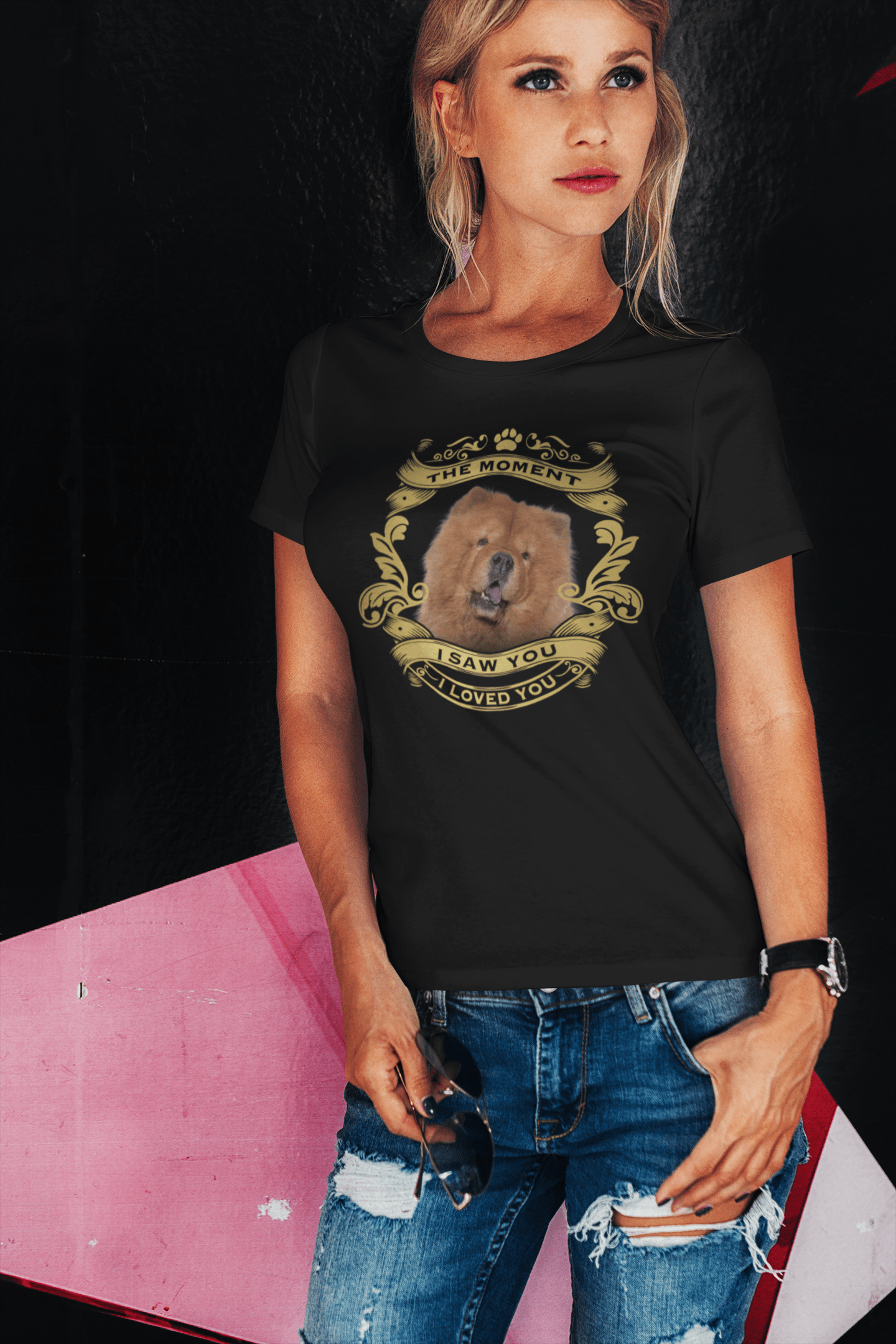 ULTRABASIC Women's Organic T-Shirt Chow Chow Dog - Moment I Saw You I Loved You Puppy Tee Shirt for Ladies