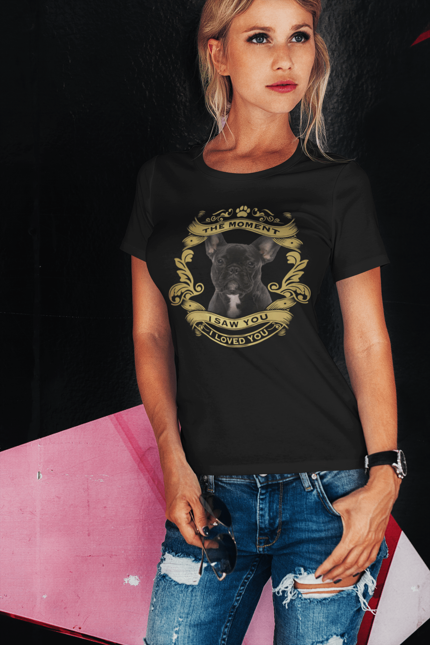 ULTRABASIC Women's Organic T-Shirt French Bulldog Dog - Moment I Saw You I Loved You Puppy Tee Shirt for Ladies