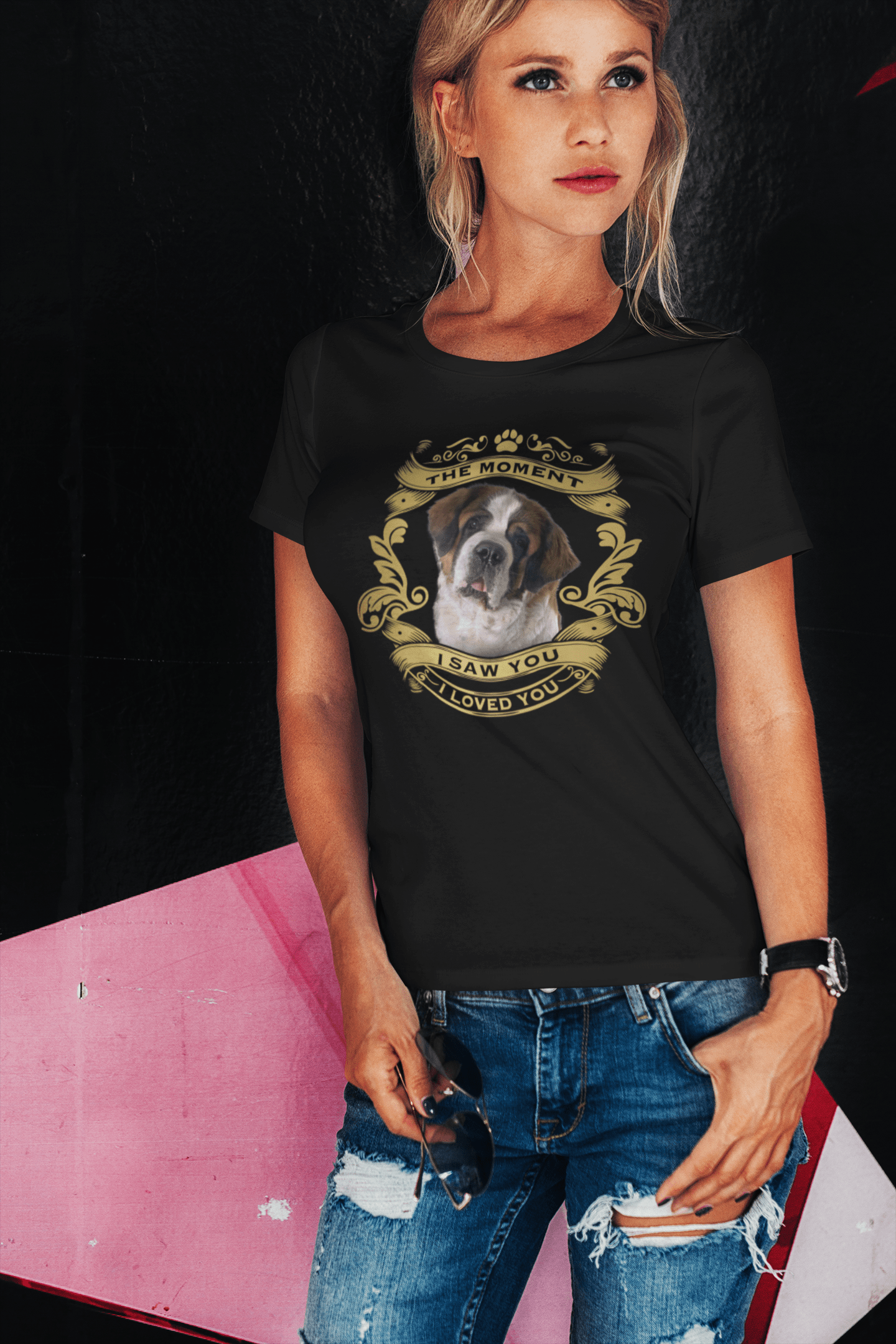 ULTRABASIC Women's Organic T-Shirt Saint Bernard Dog - Moment I Saw You I Loved You Puppy Tee Shirt for Ladies