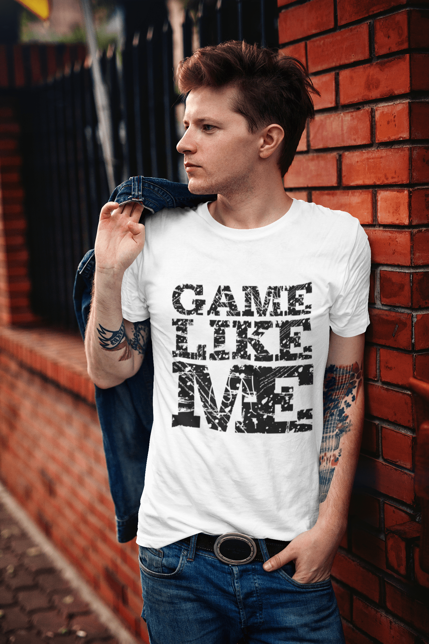 • GAME, Like Me, Blanc , T-shirt manches courtes col rond Homme 00051