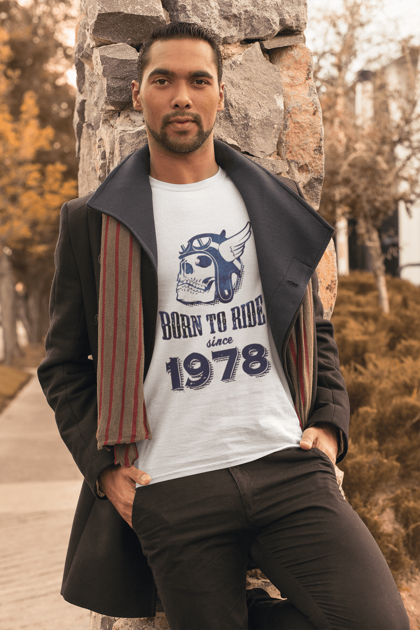 1978, Born to Ride Since 1978 T-shirt Homme Blanc Cadeau d'anniversaire 00494
