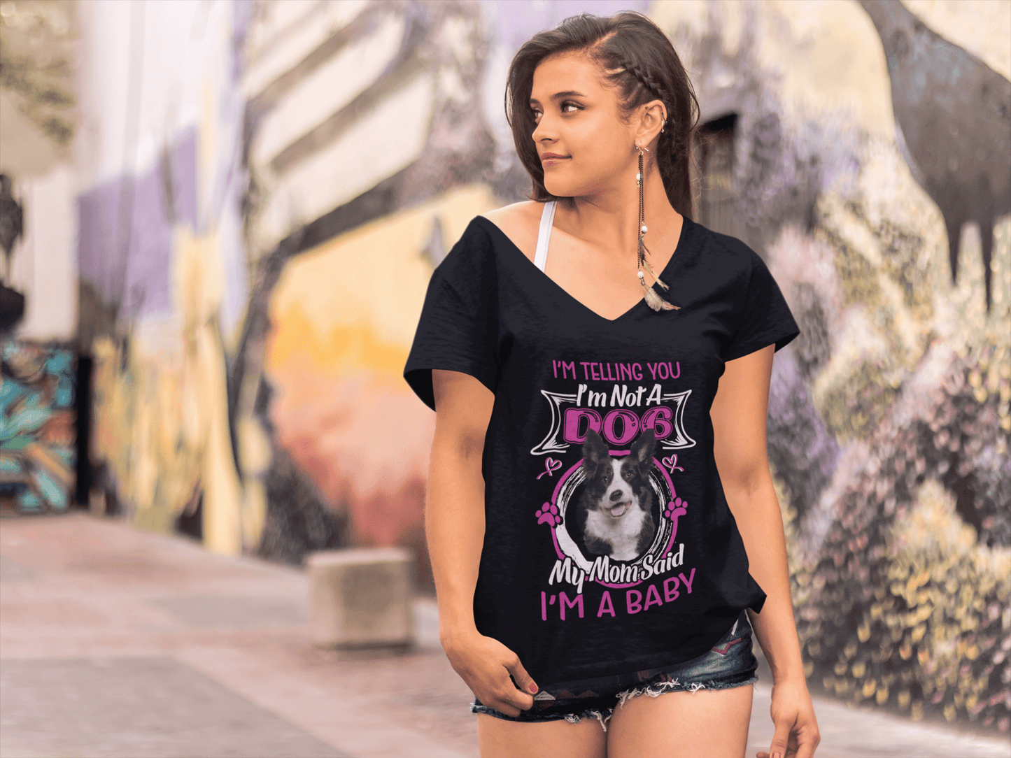 ULTRABASIC Women's T-Shirt I'm Telling You I'm Not a Border Collie - My Mom Said I'm a Baby - Cute Puppy Dog Lover Tee Shirt
