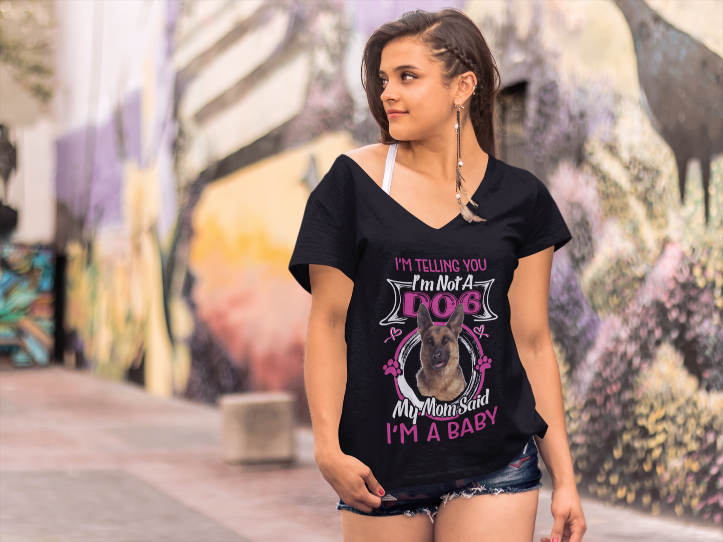 ULTRABASIC Women's T-Shirt I'm Telling You I'm Not a German Shepherd - My Mom Said I'm a Baby - Cute Puppy Dog Lover Tee Shirt