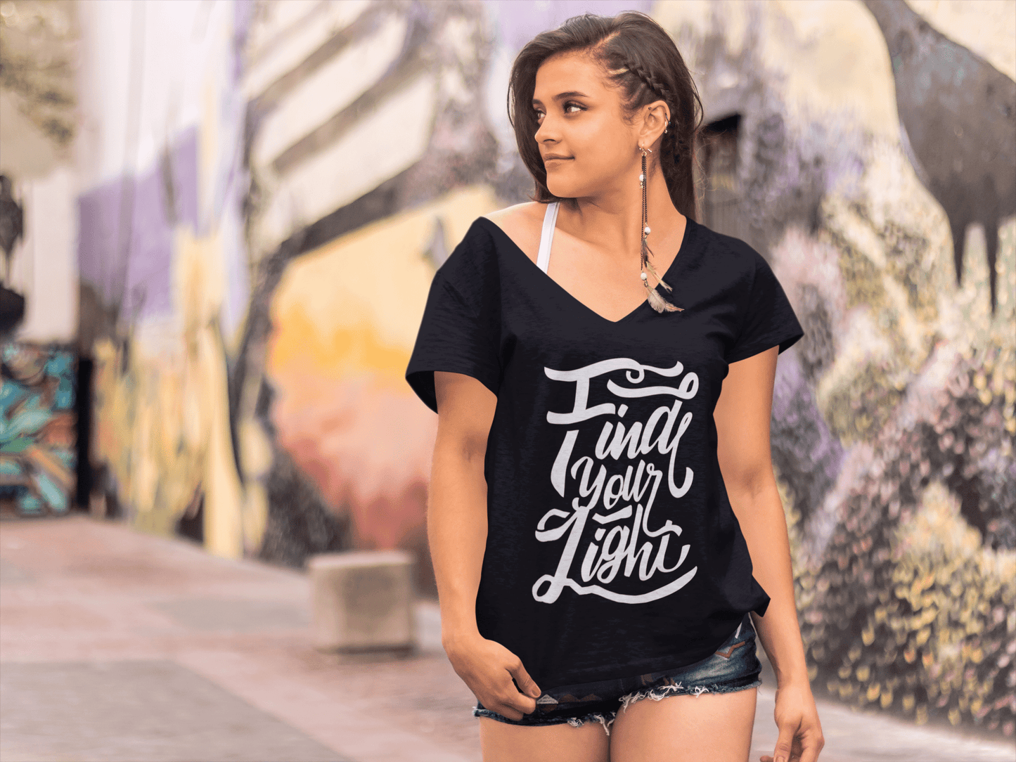 T-shirt ULTRABASIC pour femmes Trouvez votre lumière - T-shirt avec slogan de motivation inspirant