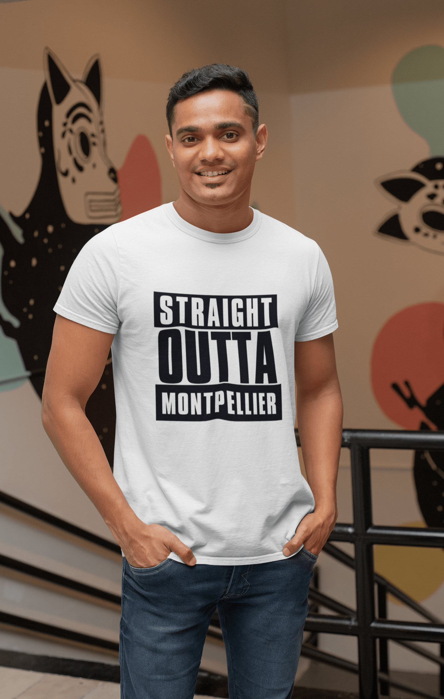 Straight Outta Montpellier, t Shirt Homme, t Shirt Straight Outta, Cadeau Homme