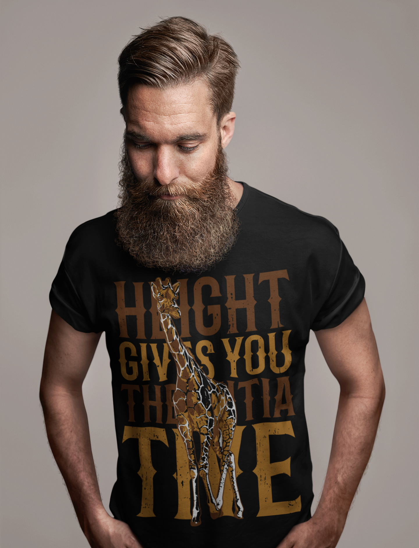 T-shirt graphique ULTRABASIC pour hommes La hauteur vous donne l'initiative - Chemise girafe