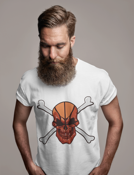 ULTRABASIC Men's Graphic T-Shirt - Angry Skull With Crossbones Shirt for Men