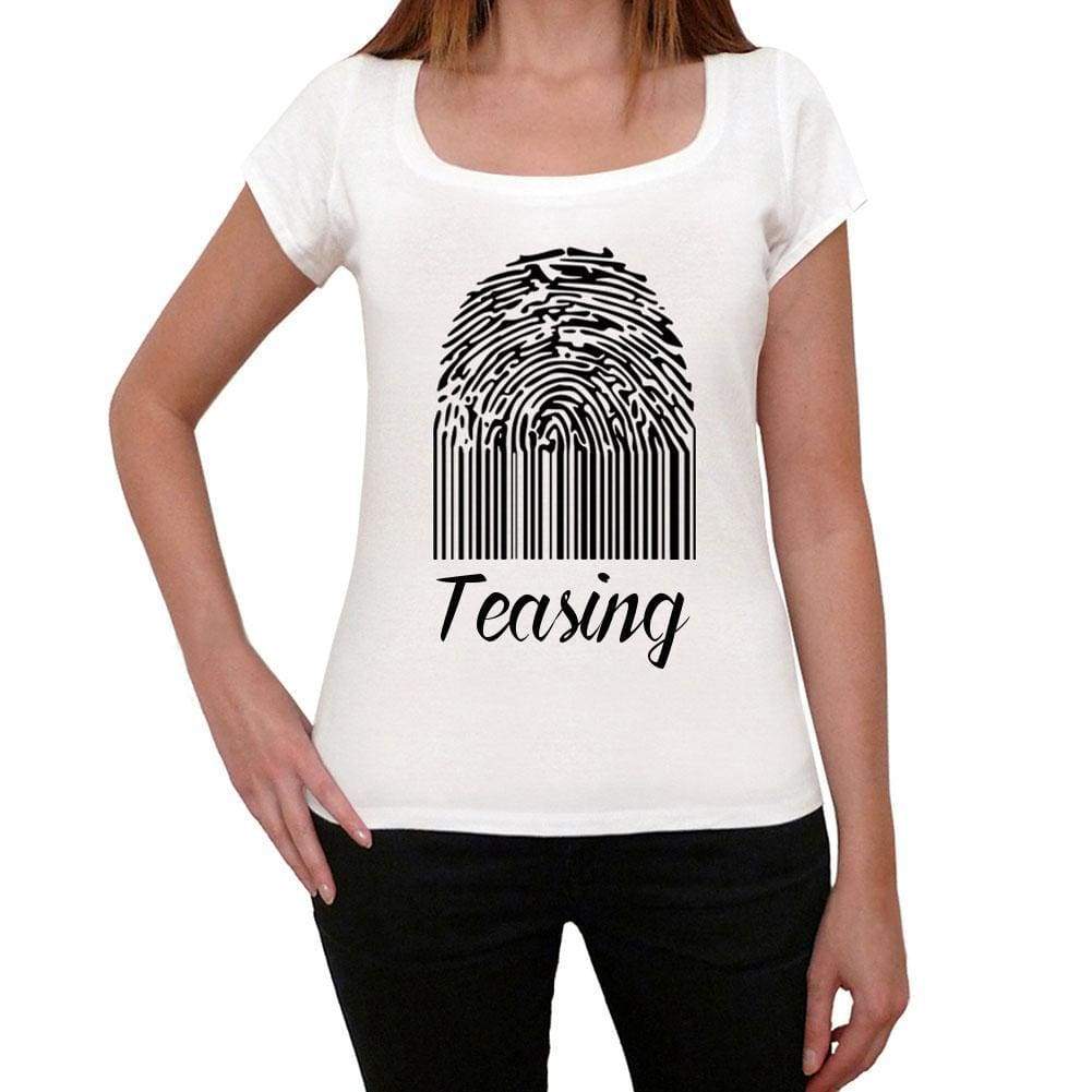 Teasing Fingerprint White Womens Short Sleeve Round Neck T-Shirt Gift T-Shirt 00304 - White / Xs - Casual