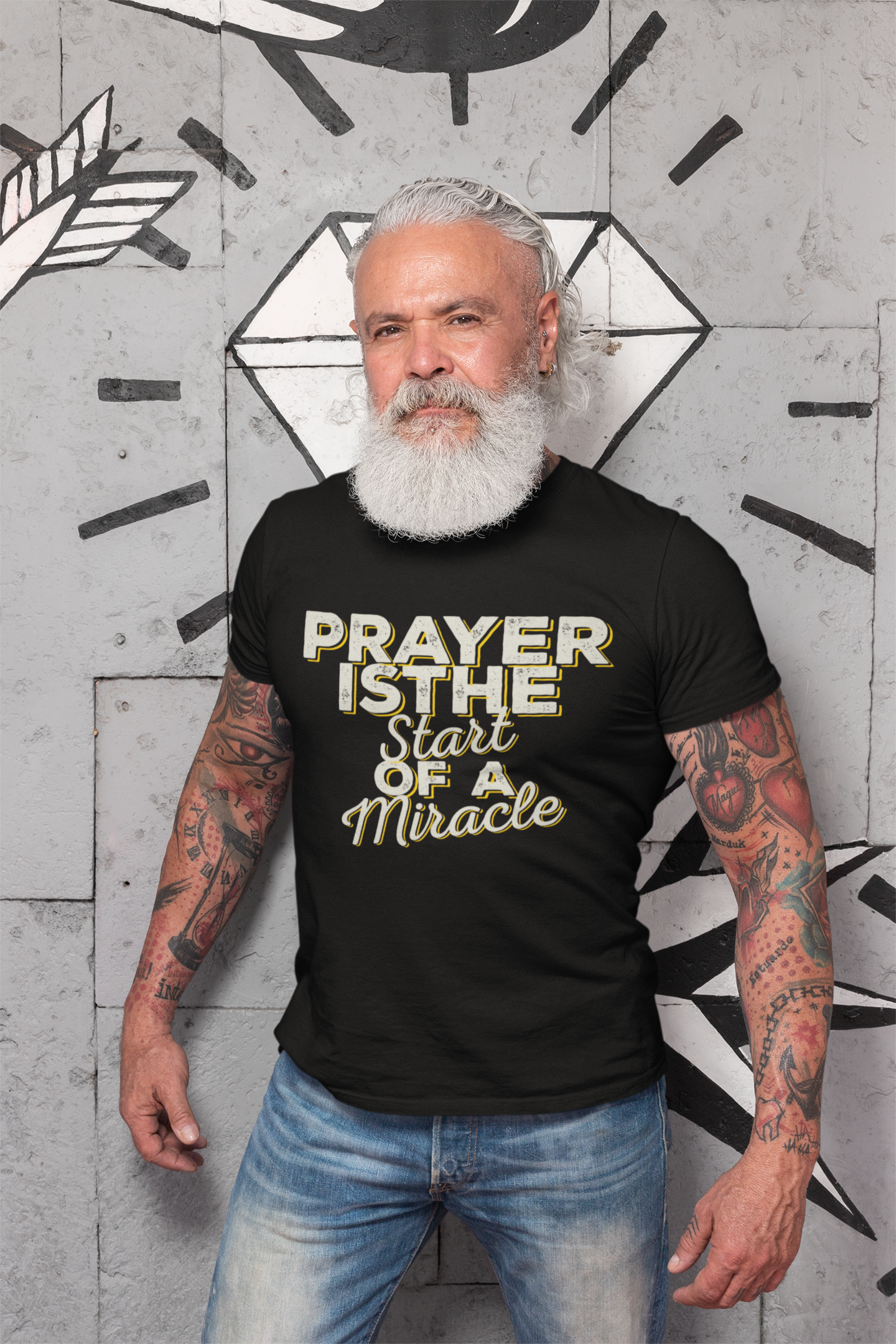T-Shirt ULTRABASIC pour hommes La prière est le début du miracle - Chemise religieuse biblique