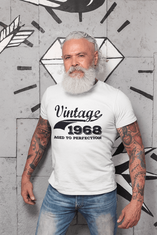 Vintage Aged to Perfection 1968 Men's Retro T shirt White Birthday Gift 00342