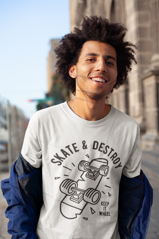 T-shirt graphique ULTRABASIC pour hommes Keep it Wheel - Chemise drôle pour les patineurs