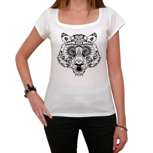'Tiger Skull, White <span>Women's</span> T-shirt, 100% cotton 00188 - ULTRABASIC