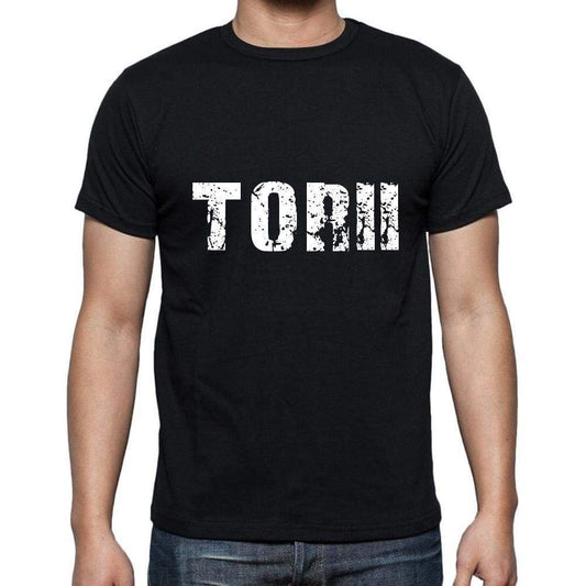 Torii Mens Short Sleeve Round Neck T-Shirt 5 Letters Black Word 00006 - Casual