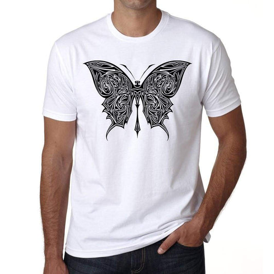 Tribal Butterfly Tattoo 1 Mens White Tee 100% Cotton 00162
