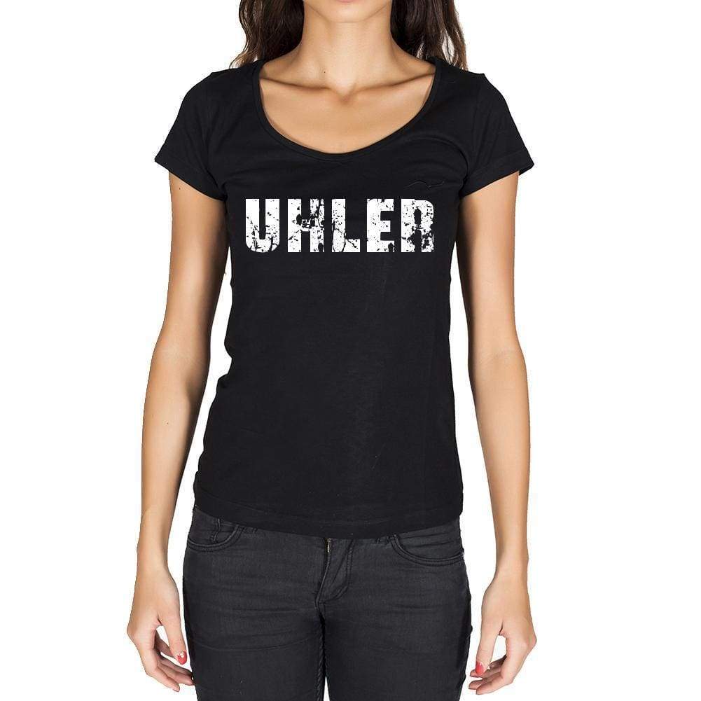 Uhler German Cities Black Womens Short Sleeve Round Neck T-Shirt 00002 - Casual