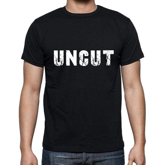 uncut Men's Short Sleeve Round Neck T-shirt , 5 letters Black , word 00006 - Ultrabasic