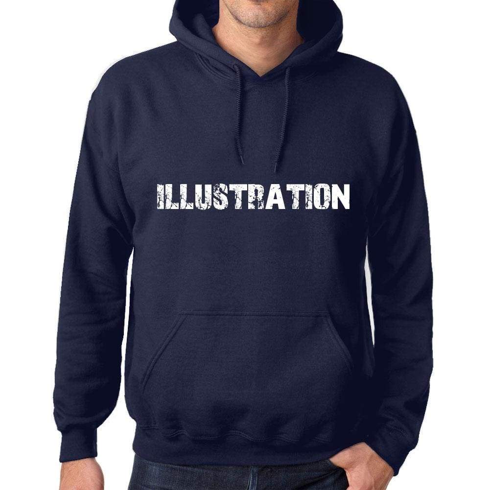Unisex Printed Graphic Cotton Hoodie Popular Words Illustration French Navy - French Navy / Xs / Cotton - Hoodies
