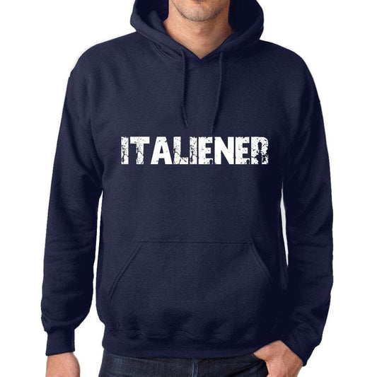 Unisex Printed Graphic Cotton Hoodie Popular Words Italiener French Navy - French Navy / Xs / Cotton - Hoodies