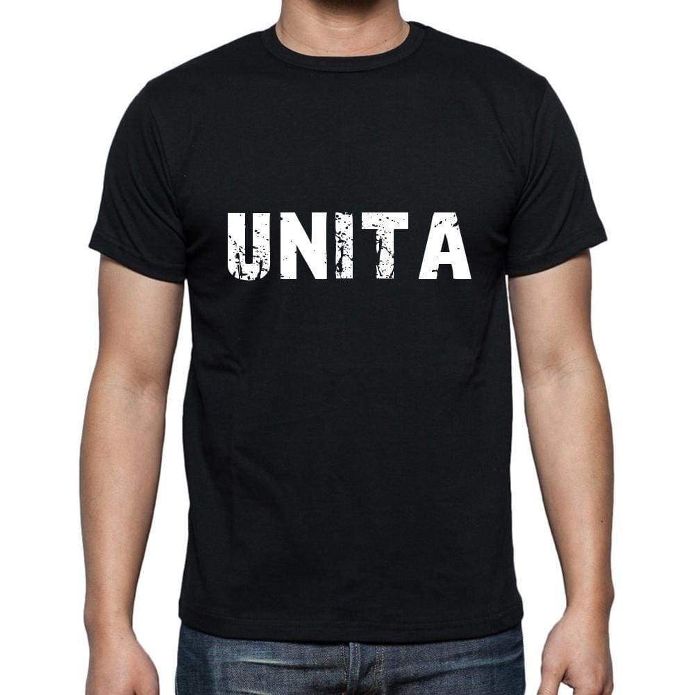 unita Men's Short Sleeve Round Neck T-shirt , 5 letters Black , word 00006 - Ultrabasic