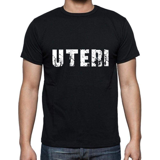uteri Men's Short Sleeve Round Neck T-shirt , 5 letters Black , word 00006 - Ultrabasic