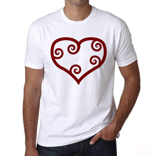 Valentine Red Maori Heart Mens Tee White 100% Cotton 00156