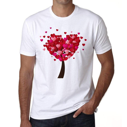 Valentines Day Heart Tree Mens Tee White 100% Cotton 00156