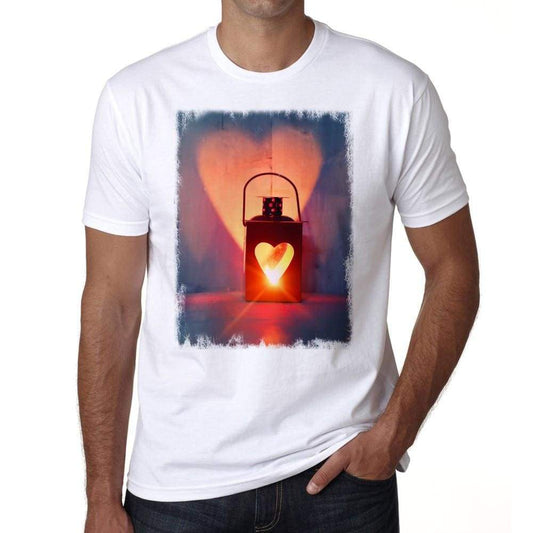 Valentines Day Lantern And Hearts Mens Tee White 100% Cotton 00156