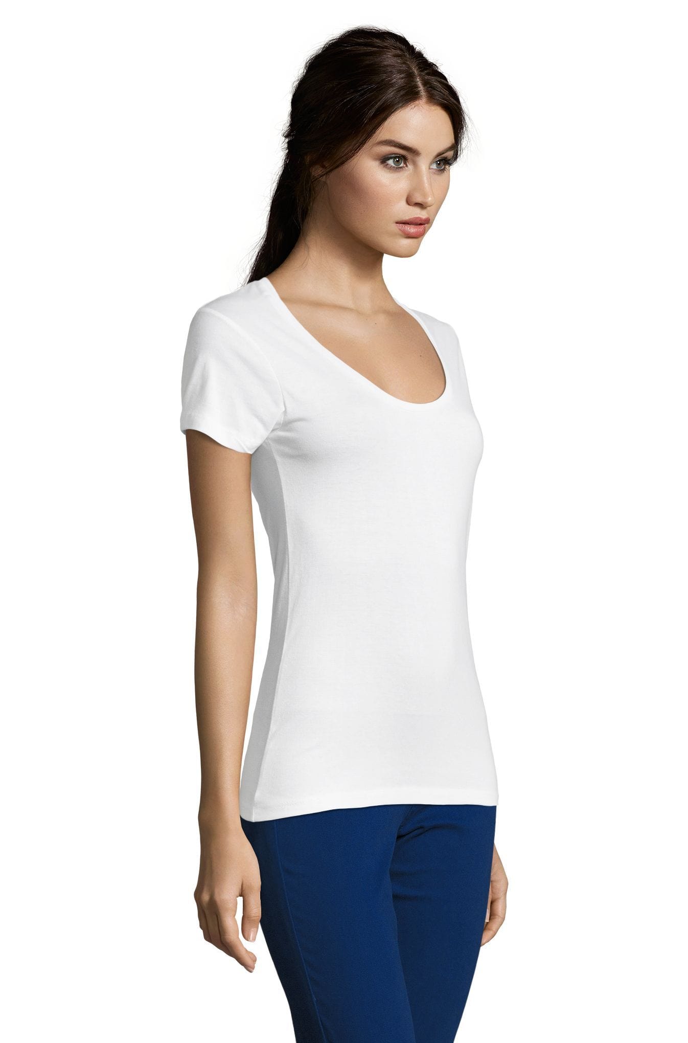 <span>Commande simple</span> • <span>T-shirt femme personnalisé à col rond</span> • <span>Votre motif multicolore sur la couleur de t-shirt de votre choix</span> (12 <span>couleurs</span> )