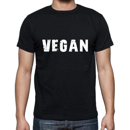 Vegan Mens Short Sleeve Round Neck T-Shirt 5 Letters Black Word 00006 - Casual