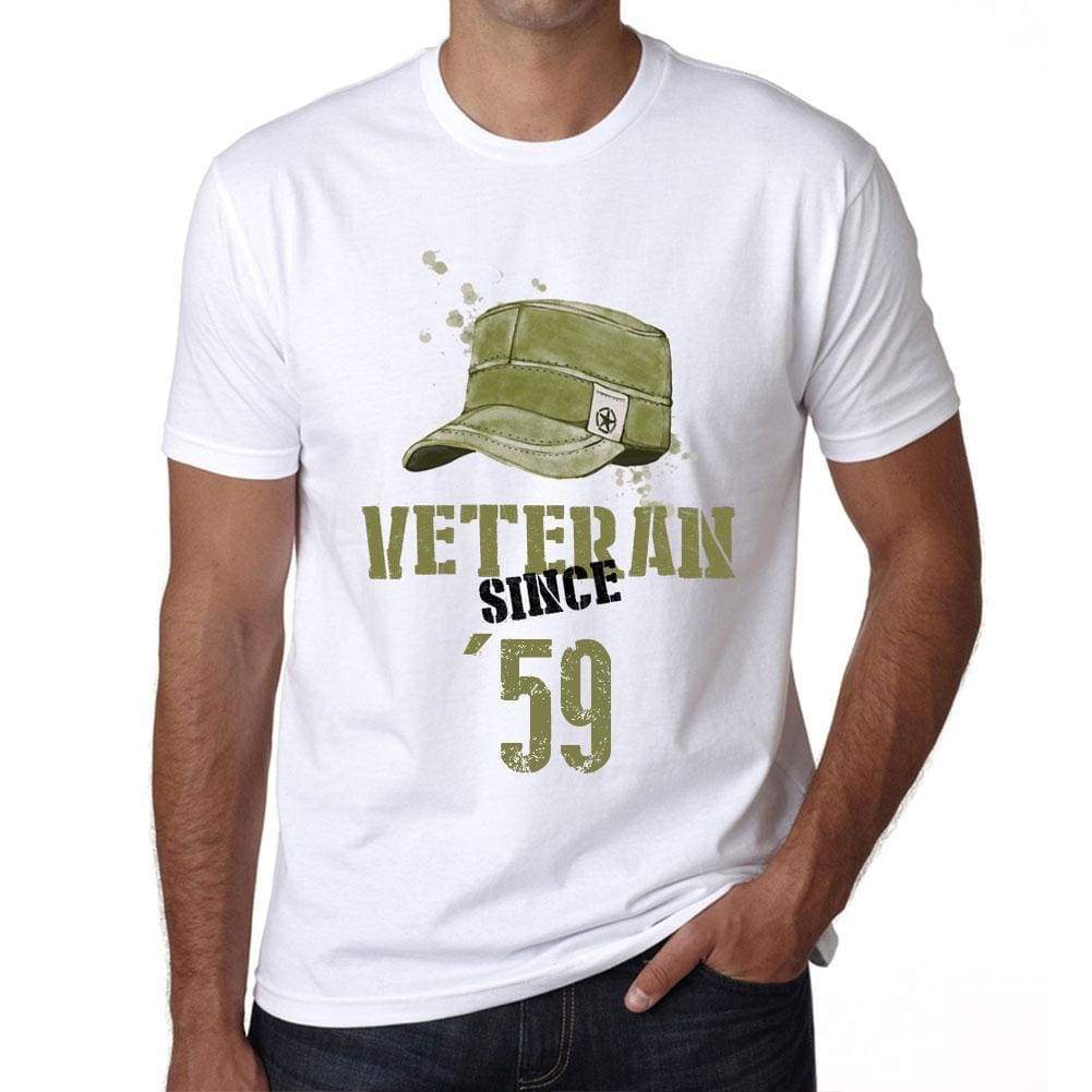 Veteran Since 59 Mens T-Shirt White Birthday Gift 00436 - White / Xs - Casual