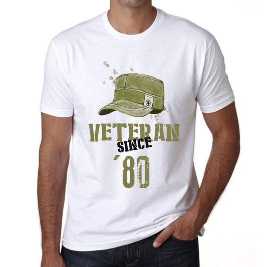 Veteran Since 80 Mens T-Shirt White Birthday Gift 00436 - White / Xs - Casual